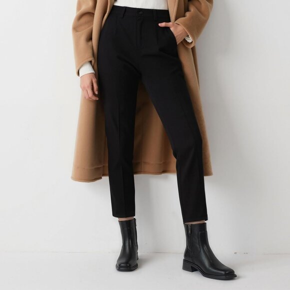 Women's Black Low Heel Square Toe Chunky Short Boot Fall Boots with Side Zipper - Picture 3 of 7